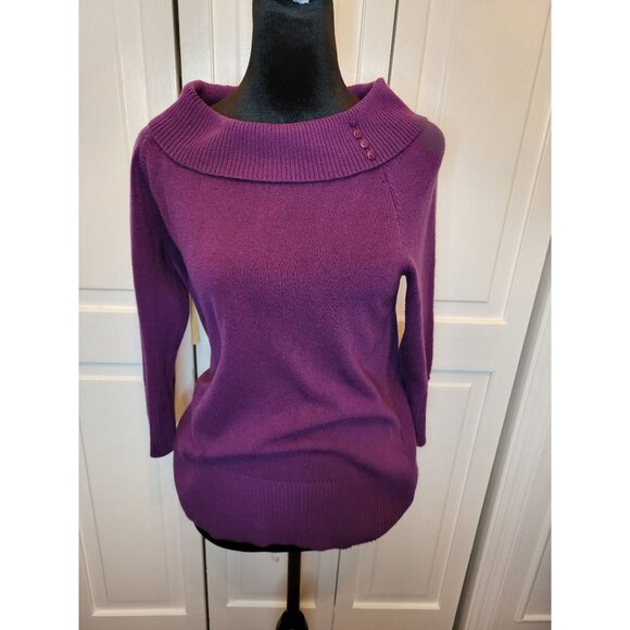 Purple Marilyn Monroe Neckline Collared Sweater M Retro Twee Classic PinUp - Picture 1 of 7